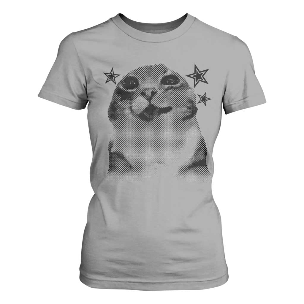 Funny Y2k Cat Meme T Shirt For Women Vintage Retro Silly Cats Cats lover Gift TS10 Sport Gray Print Your Wear