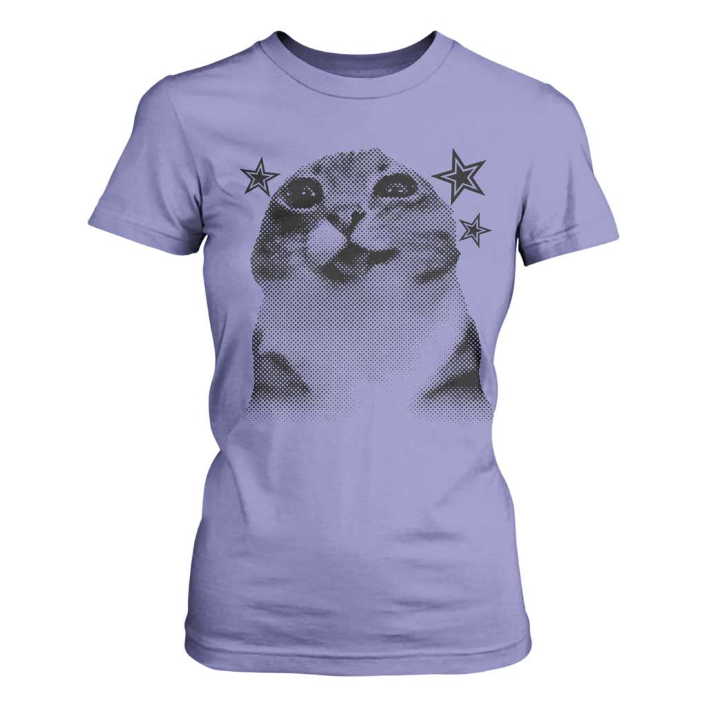 Funny Y2k Cat Meme T Shirt For Women Vintage Retro Silly Cats Cats lover Gift TS10 Violet Print Your Wear