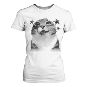 Funny Y2k Cat Meme T Shirt For Women Vintage Retro Silly Cats Cats lover Gift TS10 White Print Your Wear