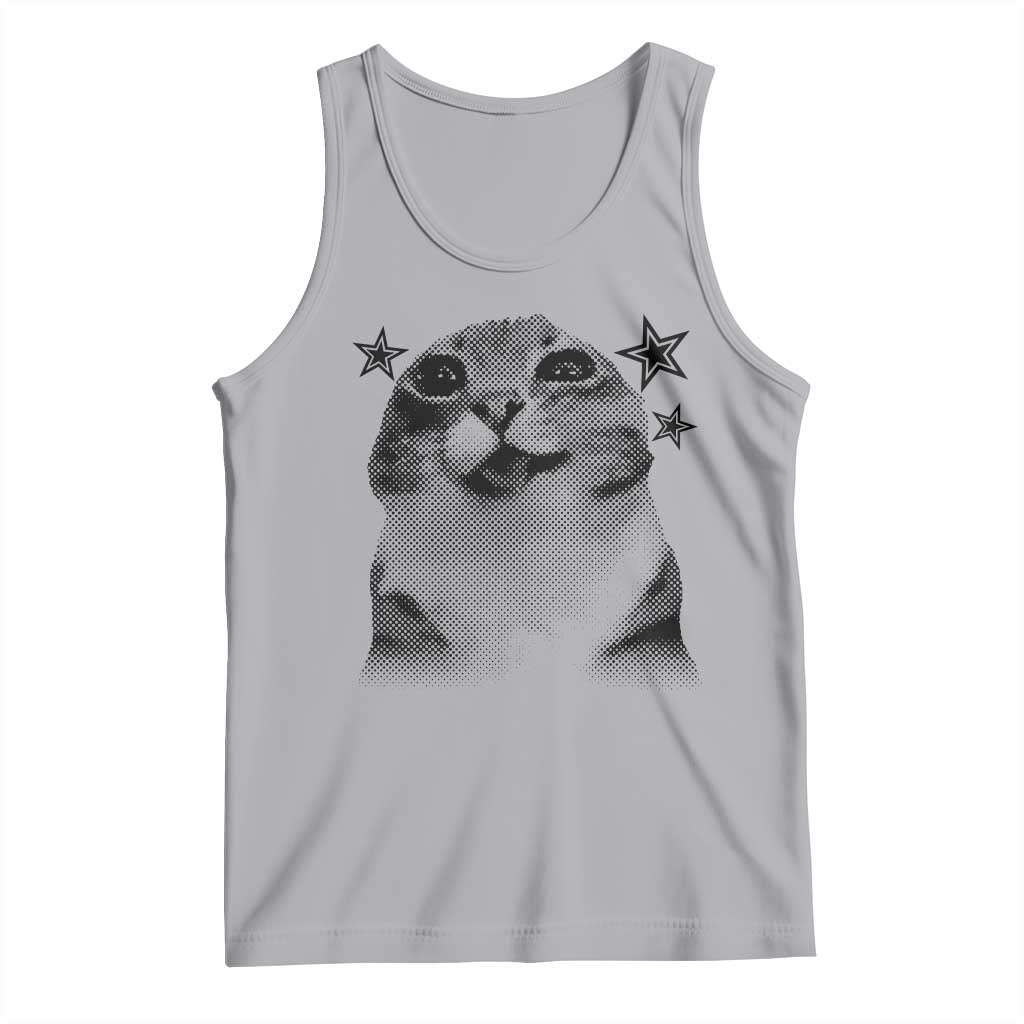Funny Y2k Cat Meme Tank Top Vintage Retro Silly Cats Cats lover Gift TS10 Athletic Heather Print Your Wear