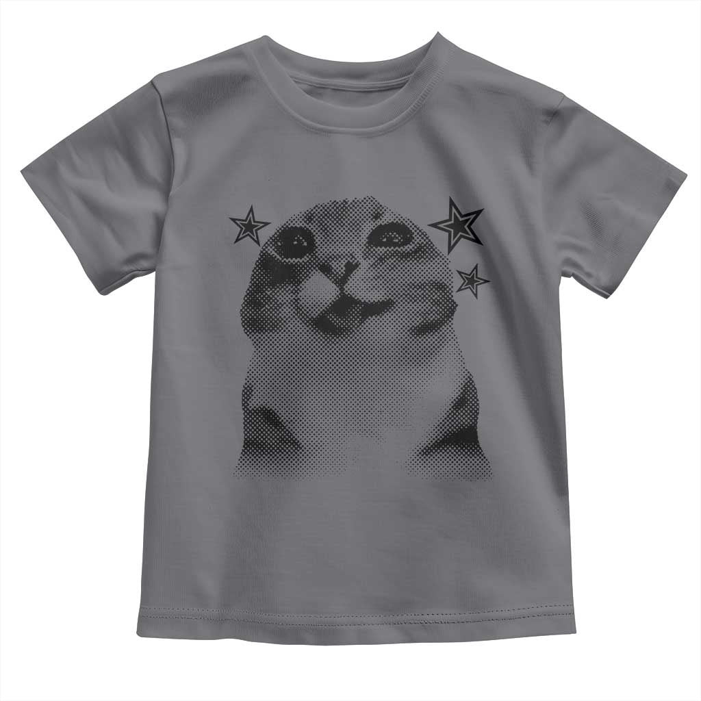 Funny Y2k Cat Meme Toddler T Shirt Vintage Retro Silly Cats Cats lover Gift TS10 Charcoal Print Your Wear