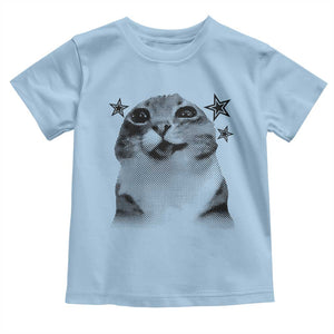 Funny Y2k Cat Meme Toddler T Shirt Vintage Retro Silly Cats Cats lover Gift TS10 Light Blue Print Your Wear