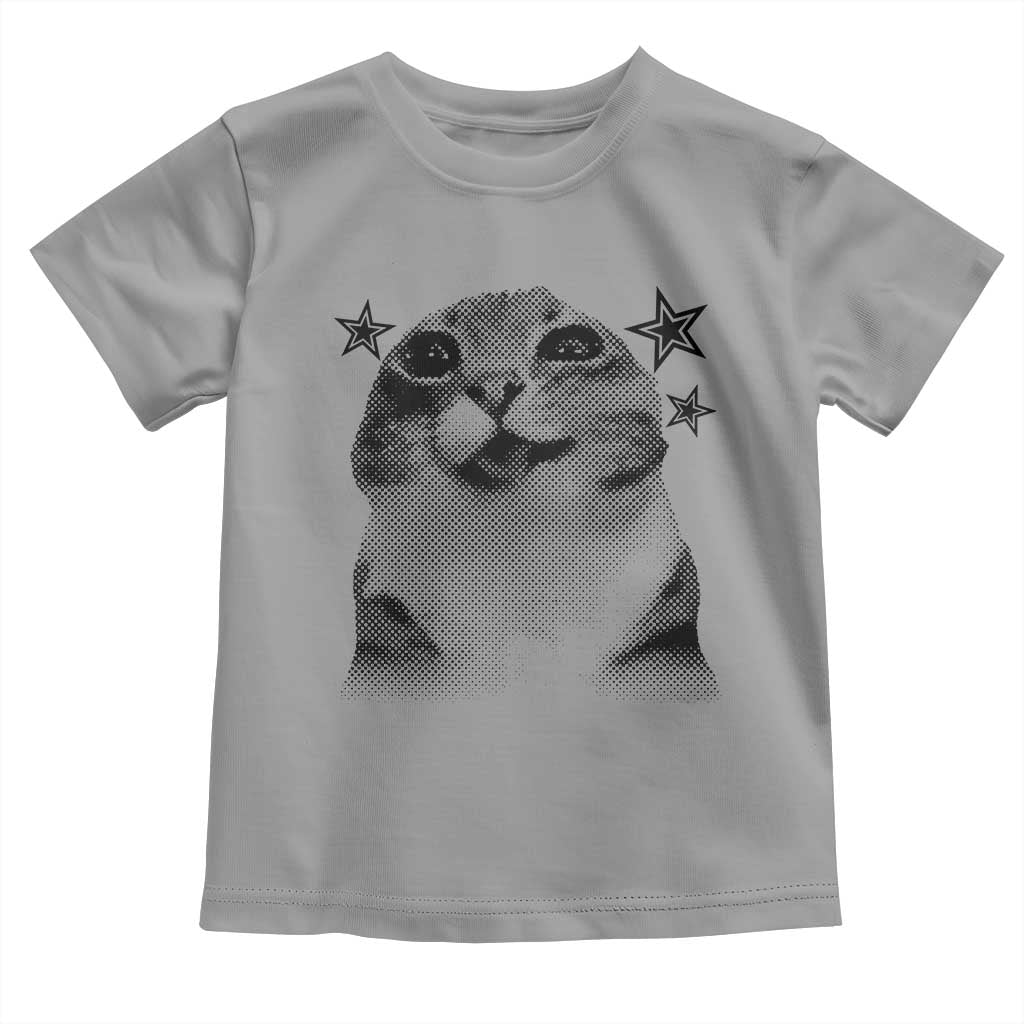 Funny Y2k Cat Meme Toddler T Shirt Vintage Retro Silly Cats Cats lover Gift TS10 Sport Gray Print Your Wear
