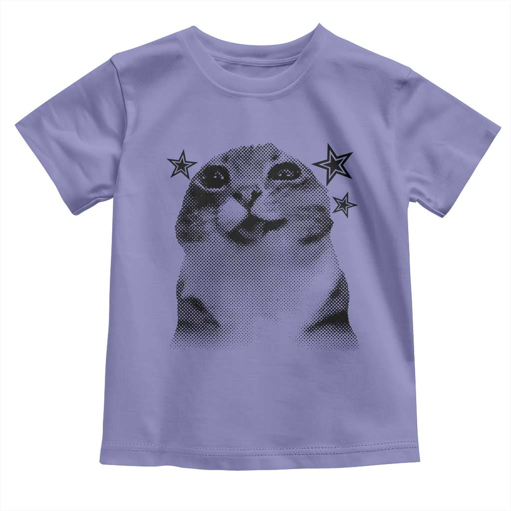 Funny Y2k Cat Meme Toddler T Shirt Vintage Retro Silly Cats Cats lover Gift TS10 Violet Print Your Wear