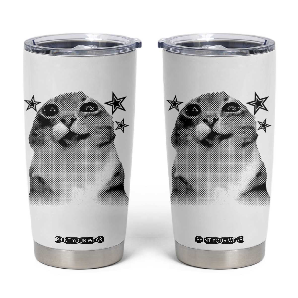 Funny Y2k Cat Meme Tumbler Cup Vintage Retro Silly Cats Cats lover Gift TS10 White Print Your Wear
