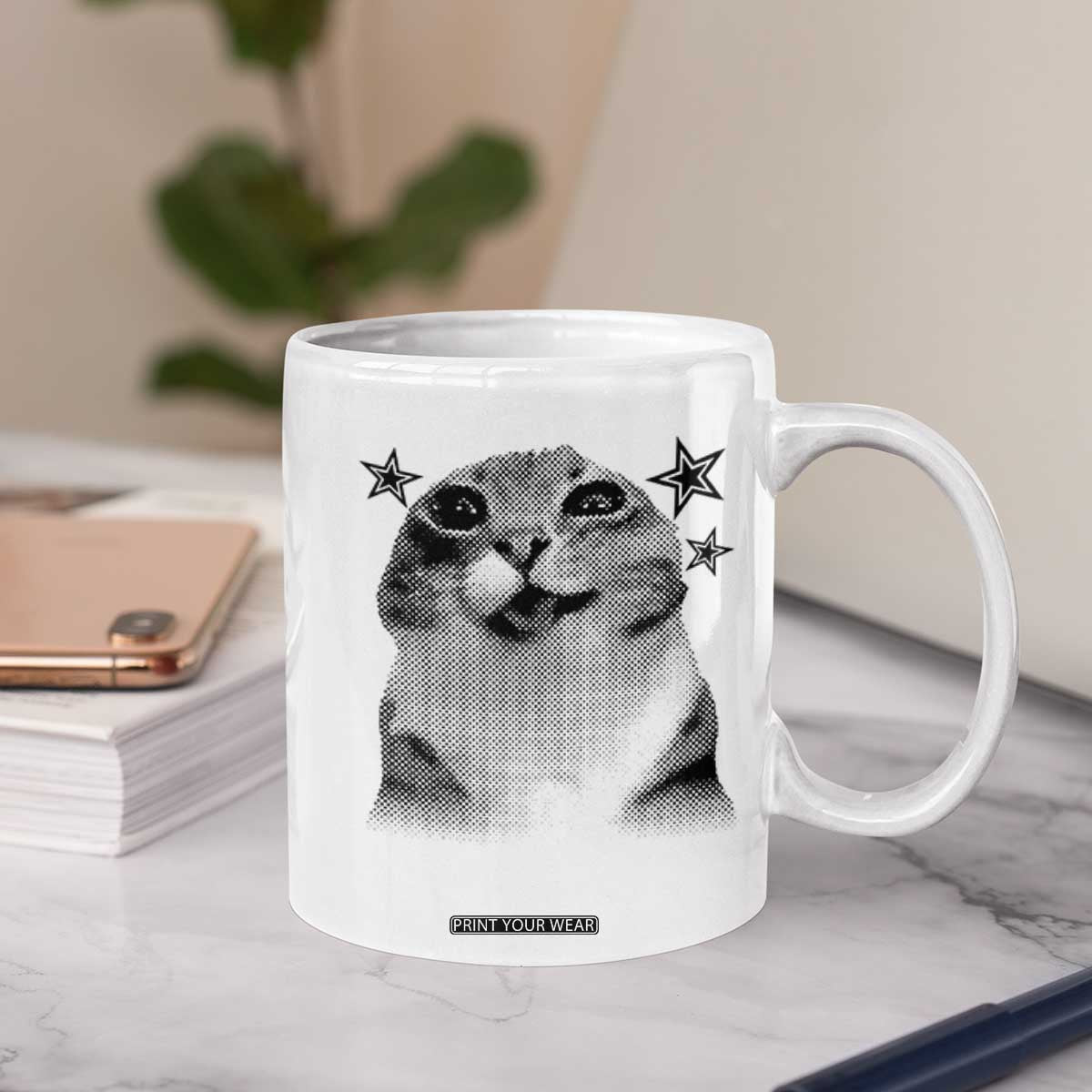 Funny Y2k Cat Meme Coffee Mug Vintage Retro Silly Cats Cats lover Gift TS10 Print Your Wear