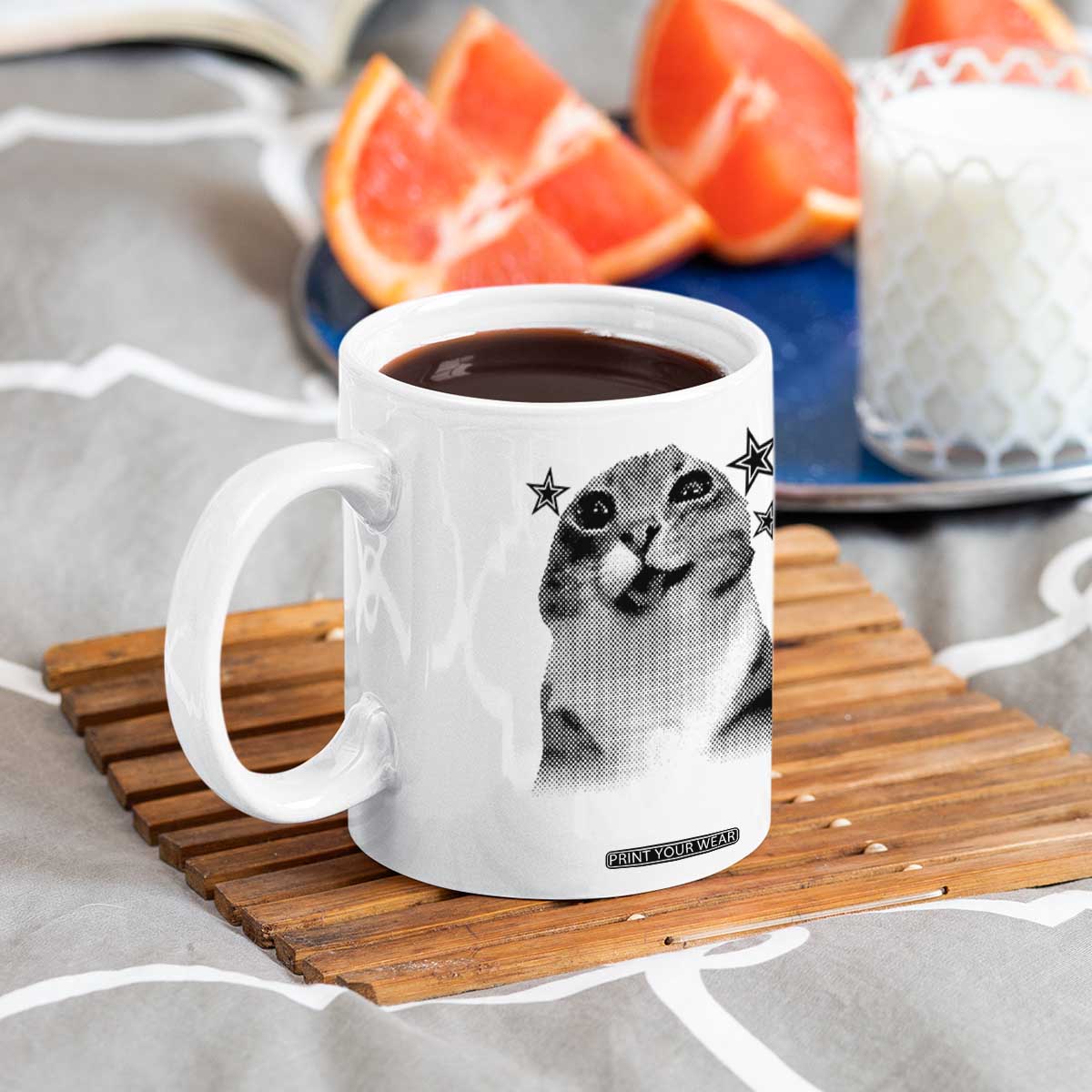 Funny Y2k Cat Meme Coffee Mug Vintage Retro Silly Cats Cats lover Gift TS10 Print Your Wear