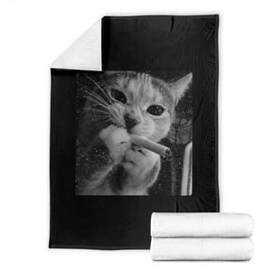 Smoking Cat Y2K Throw Blanket Vintage Grunge Cat Edgy Retro 90s Streetwear TS10 Black Print Your Wear