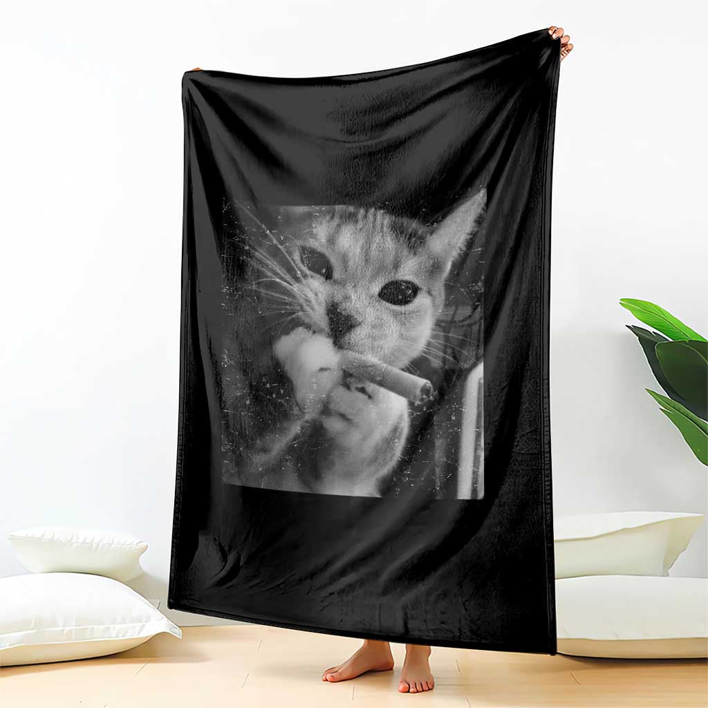 Smoking Cat Y2K Throw Blanket Vintage Grunge Cat Edgy Retro 90s Streetwear TS10 Print Your Wear