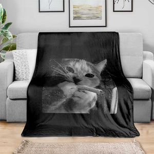Smoking Cat Y2K Throw Blanket Vintage Grunge Cat Edgy Retro 90s Streetwear TS10 Print Your Wear