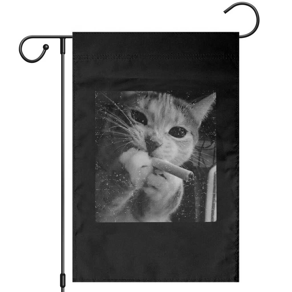 Smoking Cat Y2K Garden Flag Vintage Grunge Cat Edgy Retro 90s Streetwear TS10 Black Print Your Wear