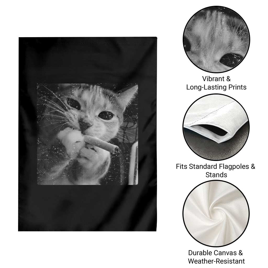 Smoking Cat Y2K Garden Flag Vintage Grunge Cat Edgy Retro 90s Streetwear TS10 Print Your Wear