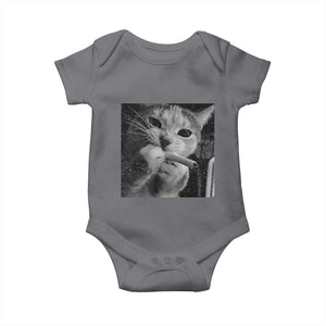 Smoking Cat Y2K Baby Onesie Vintage Grunge Cat Edgy Retro 90s Streetwear TS10 Charcoal Print Your Wear