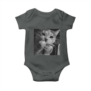 Smoking Cat Y2K Baby Onesie Vintage Grunge Cat Edgy Retro 90s Streetwear TS10 Dark Heather Print Your Wear
