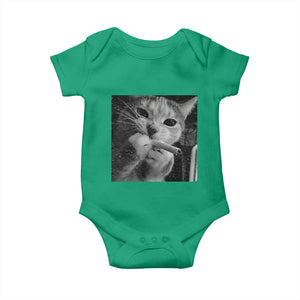Smoking Cat Y2K Baby Onesie Vintage Grunge Cat Edgy Retro 90s Streetwear TS10 Irish Green Print Your Wear