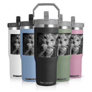 Smoking Cat Y2K Flip Straw Tumbler Vintage Grunge Cat Edgy Retro 90s Streetwear TS10 Print Your Wear