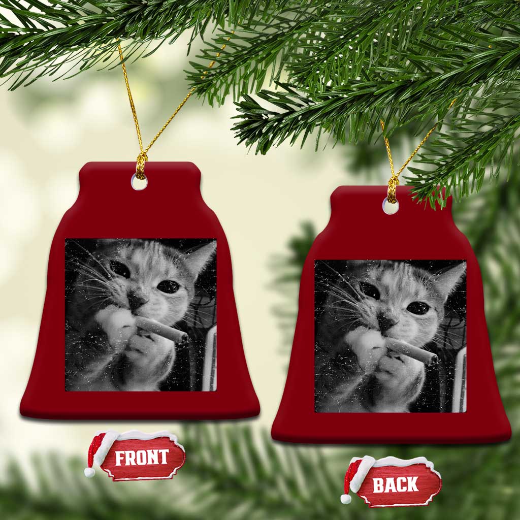 Smoking Cat Y2K Ceramic Ornament Vintage Grunge Cat Edgy Retro 90s Streetwear TS10 Print Your Wear