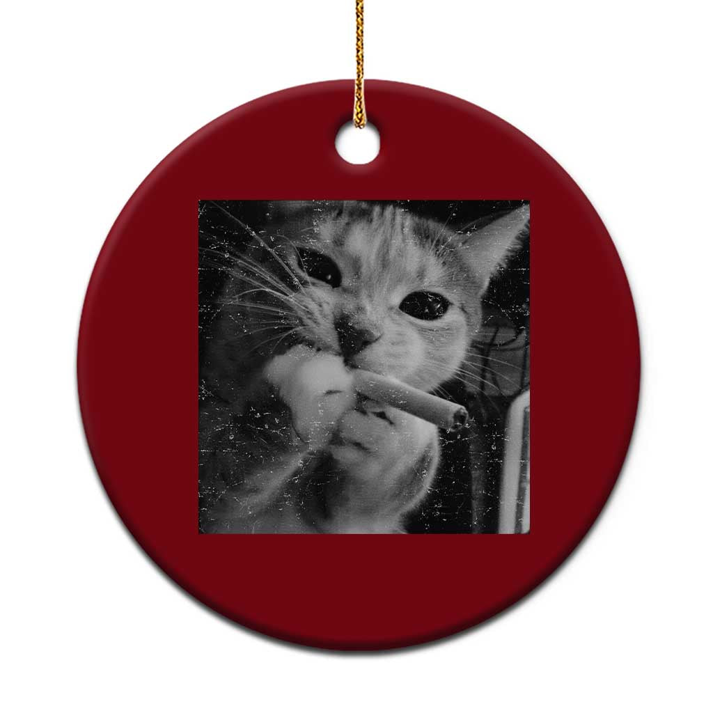 Smoking Cat Y2K Ceramic Ornament Vintage Grunge Cat Edgy Retro 90s Streetwear TS10 1pc Red Print Your Wear