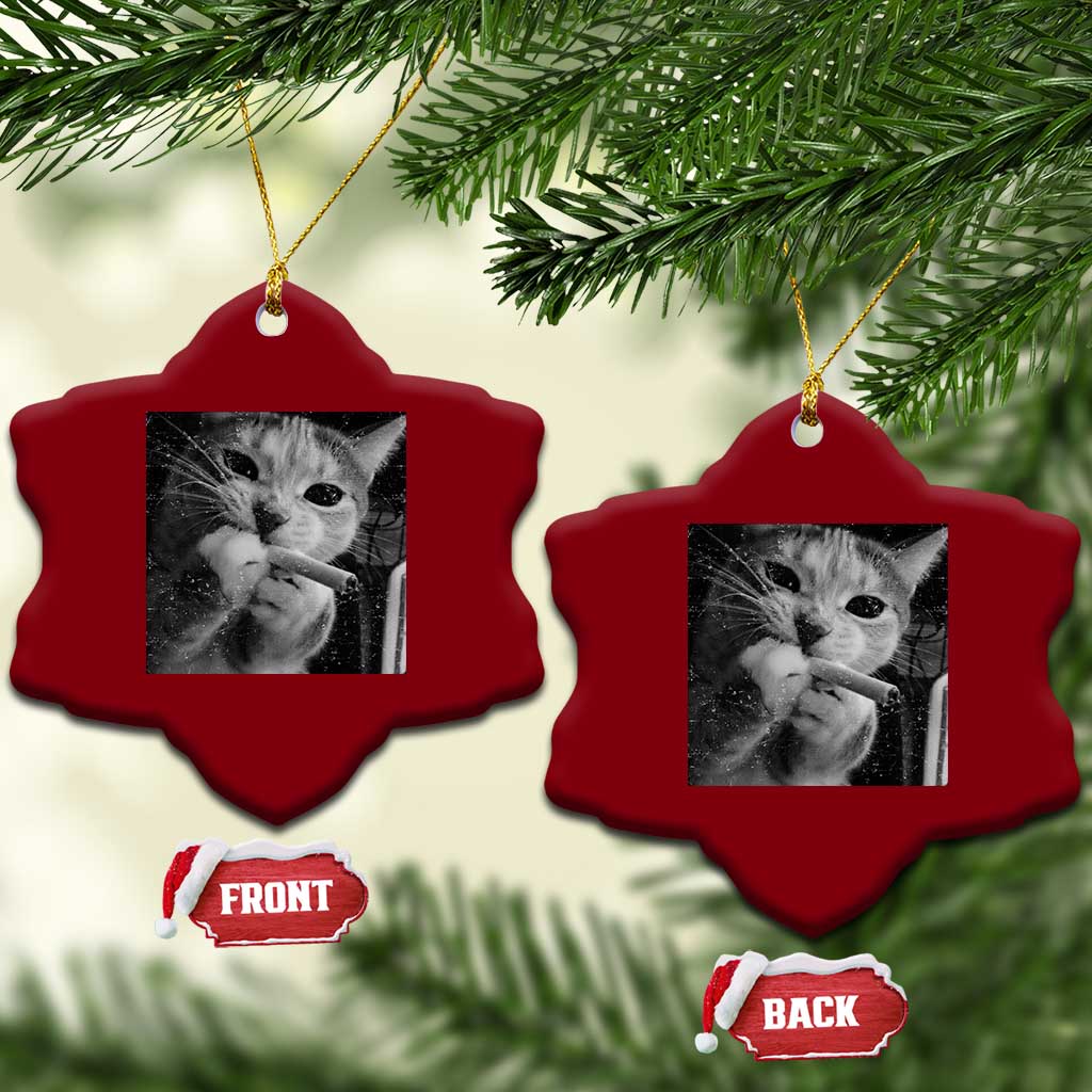 Smoking Cat Y2K Ceramic Ornament Vintage Grunge Cat Edgy Retro 90s Streetwear TS10 Print Your Wear