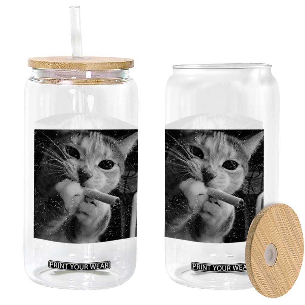 Smoking Cat Y2K Glass Can Vintage Grunge Cat Edgy Retro 90s Streetwear TS10 Print Your Wear