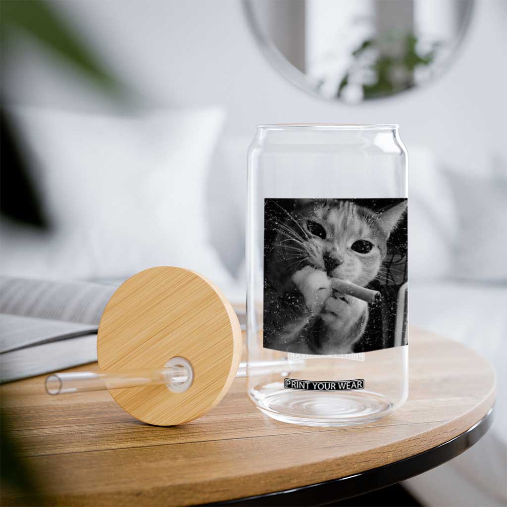 Smoking Cat Y2K Glass Can Vintage Grunge Cat Edgy Retro 90s Streetwear TS10 Print Your Wear