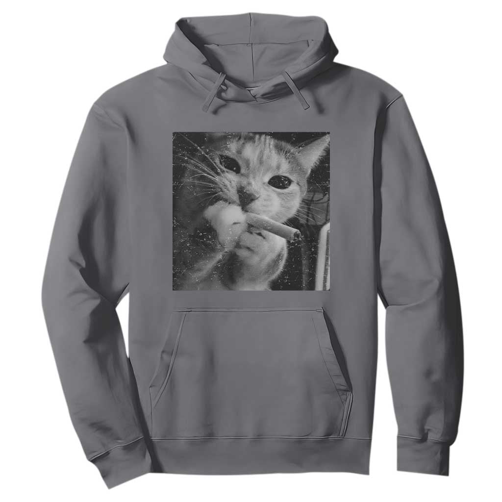 Smoking Cat Y2K Hoodie Vintage Grunge Cat Edgy Retro 90s Streetwear TS10 Charcoal Print Your Wear