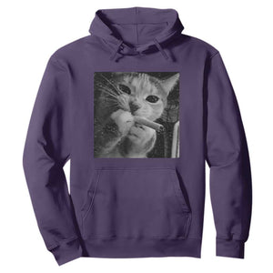 Smoking Cat Y2K Hoodie Vintage Grunge Cat Edgy Retro 90s Streetwear TS10 Purple Print Your Wear