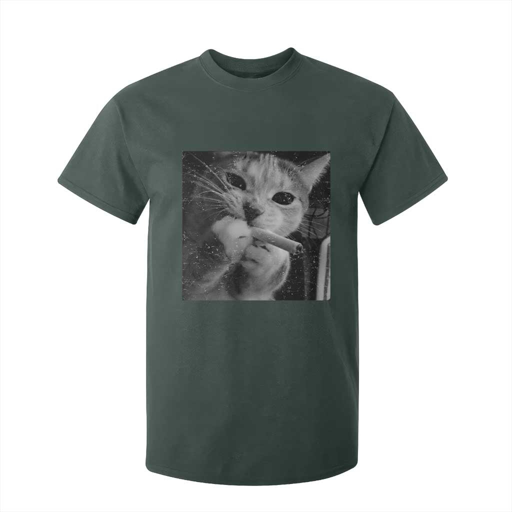 Smoking Cat Y2K T Shirt For Kid Vintage Grunge Cat Edgy Retro 90s Streetwear TS10 Dark Forest Green Print Your Wear