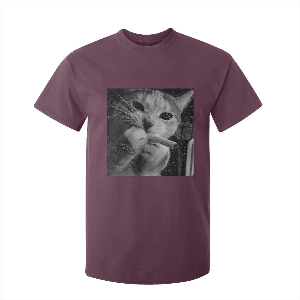 Smoking Cat Y2K T Shirt For Kid Vintage Grunge Cat Edgy Retro 90s Streetwear TS10 Maroon Print Your Wear