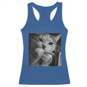 Smoking Cat Y2K Racerback Tank Top Vintage Grunge Cat Edgy Retro 90s Streetwear TS10 Royal Blue Print Your Wear