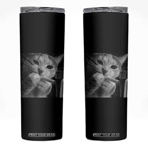 Smoking Cat Y2K Skinny Tumbler Vintage Grunge Cat Edgy Retro 90s Streetwear TS10 Black Print Your Wear