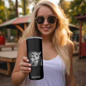 Smoking Cat Y2K Skinny Tumbler Vintage Grunge Cat Edgy Retro 90s Streetwear TS10 Print Your Wear