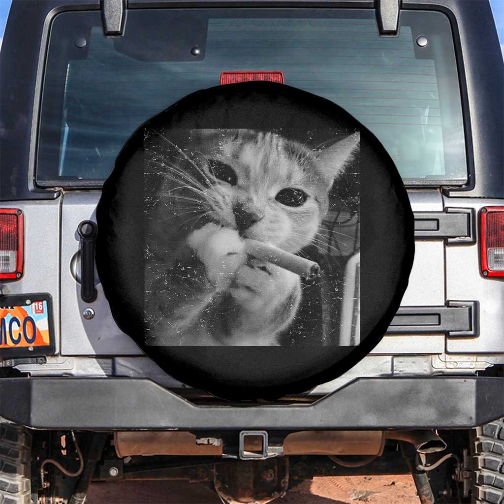 Smoking Cat Y2K Spare Tire Cover Vintage Grunge Cat Edgy Retro 90s Streetwear TS10 No hole Black Print Your Wear