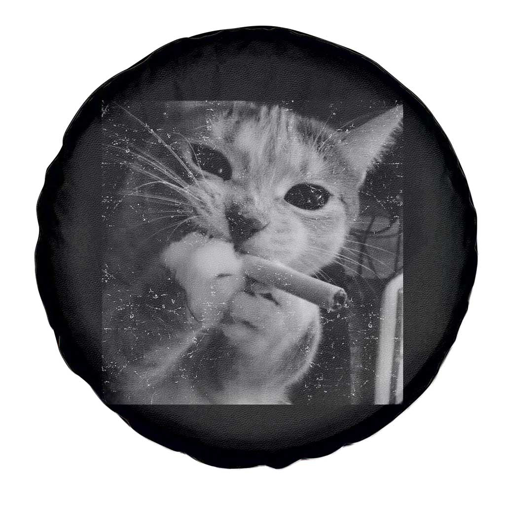 Smoking Cat Y2K Spare Tire Cover Vintage Grunge Cat Edgy Retro 90s Streetwear TS10 Print Your Wear