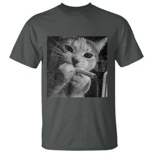 Smoking Cat Y2K T Shirt Vintage Grunge Cat Edgy Retro 90s Streetwear TS10 Dark Heather Print Your Wear
