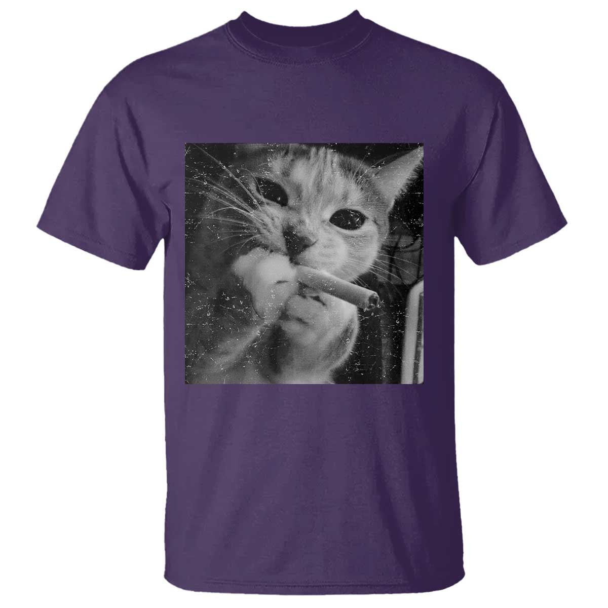 Smoking Cat Y2K T Shirt Vintage Grunge Cat Edgy Retro 90s Streetwear TS10 Purple Print Your Wear