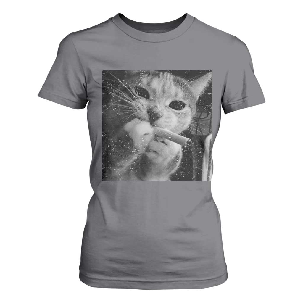 Smoking Cat Y2K T Shirt For Women Vintage Grunge Cat Edgy Retro 90s Streetwear TS10 Charcoal Print Your Wear
