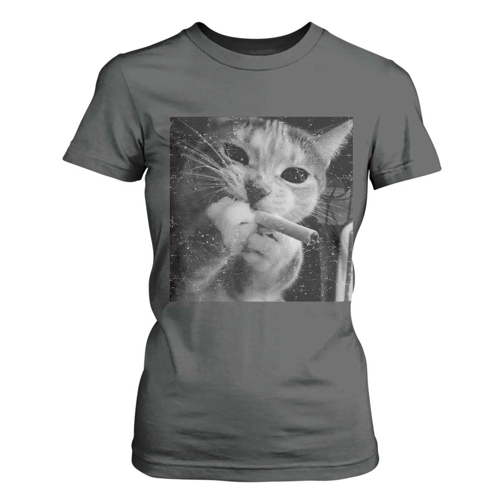 Smoking Cat Y2K T Shirt For Women Vintage Grunge Cat Edgy Retro 90s Streetwear TS10 Dark Heather Print Your Wear