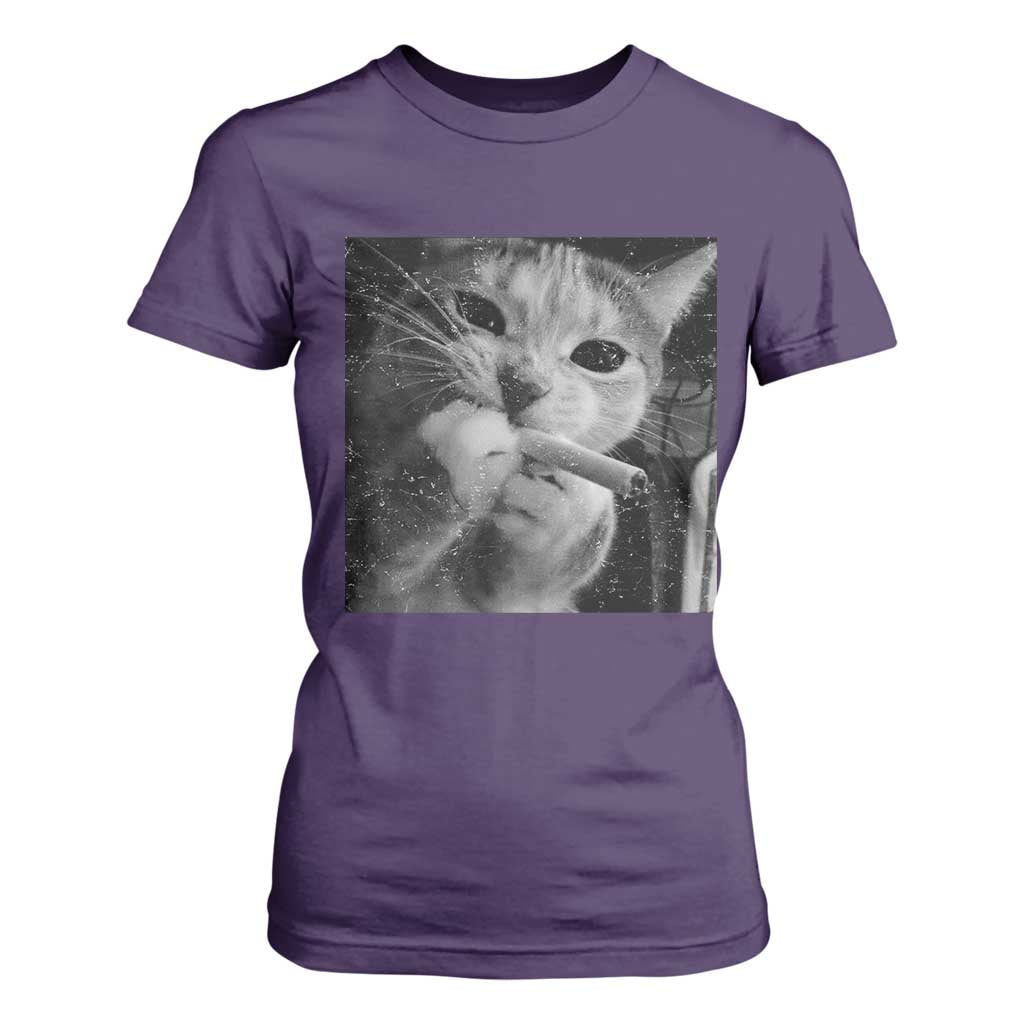 Smoking Cat Y2K T Shirt For Women Vintage Grunge Cat Edgy Retro 90s Streetwear TS10 Purple Print Your Wear