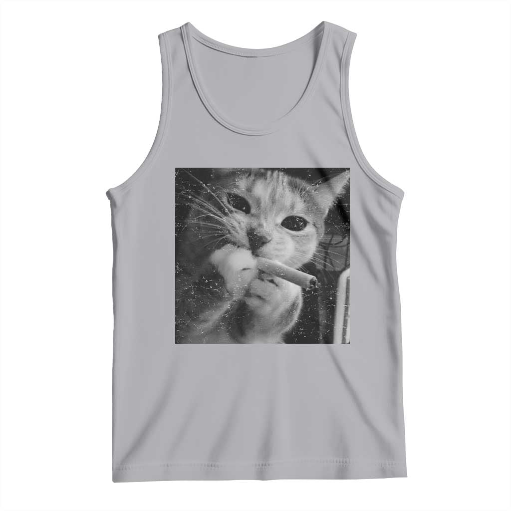 Smoking Cat Y2K Tank Top Vintage Grunge Cat Edgy Retro 90s Streetwear TS10 Athletic Heather Print Your Wear