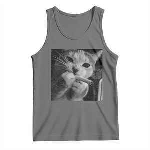 Smoking Cat Y2K Tank Top Vintage Grunge Cat Edgy Retro 90s Streetwear TS10 Black Heather Print Your Wear