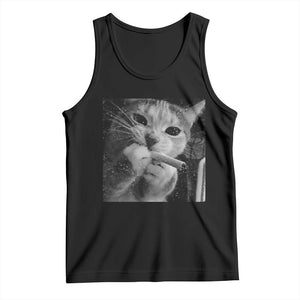 Smoking Cat Y2K Tank Top Vintage Grunge Cat Edgy Retro 90s Streetwear TS10 Black Print Your Wear