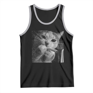 Smoking Cat Y2K Tank Top Vintage Grunge Cat Edgy Retro 90s Streetwear TS10 Black Athletic Heather Print Your Wear