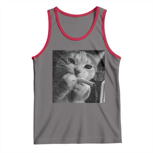 Smoking Cat Y2K Tank Top Vintage Grunge Cat Edgy Retro 90s Streetwear TS10 Deep Heather Red Print Your Wear