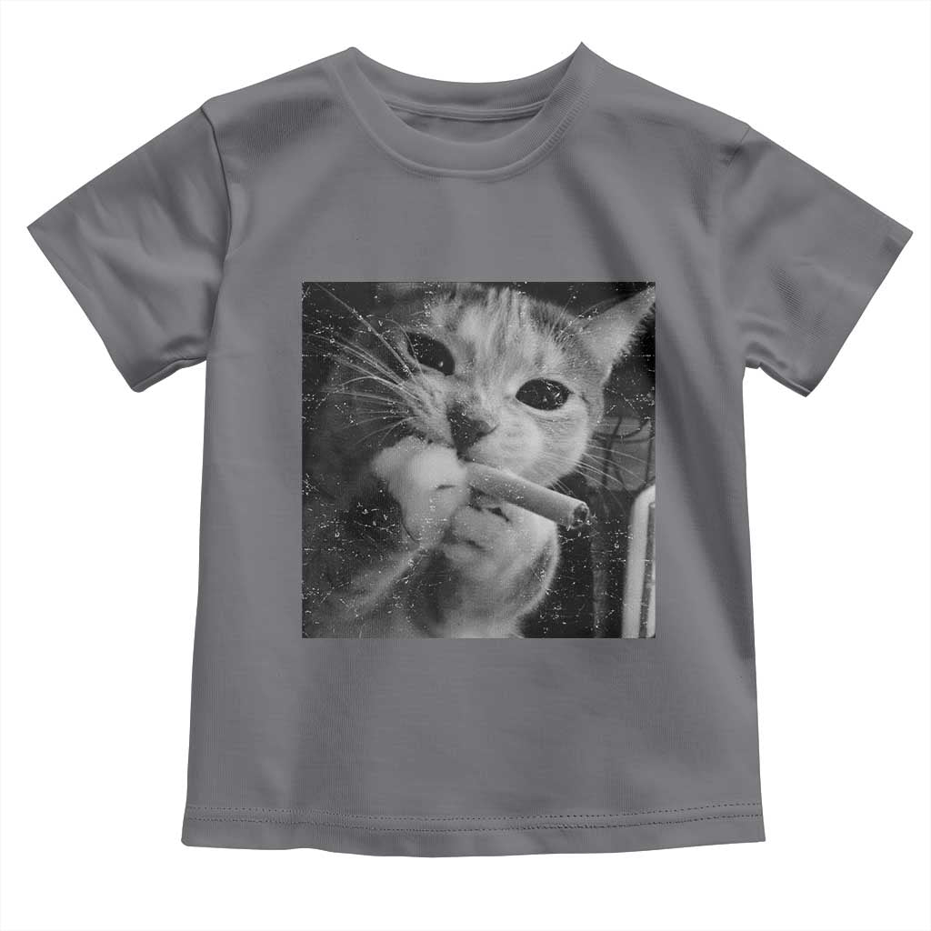 Smoking Cat Y2K Toddler T Shirt Vintage Grunge Cat Edgy Retro 90s Streetwear TS10 Charcoal Print Your Wear