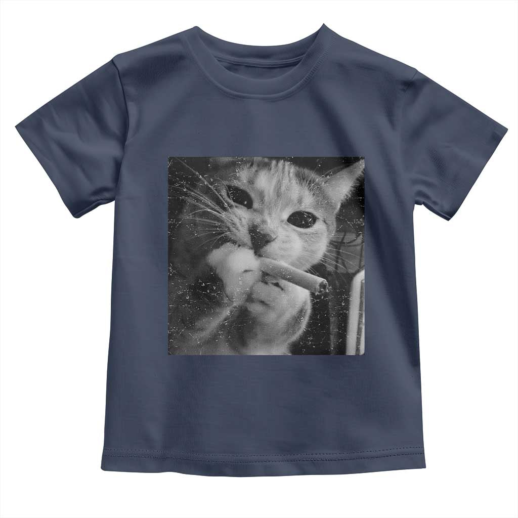 Smoking Cat Y2K Toddler T Shirt Vintage Grunge Cat Edgy Retro 90s Streetwear TS10 Navy Print Your Wear