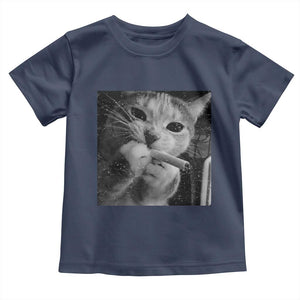 Smoking Cat Y2K Toddler T Shirt Vintage Grunge Cat Edgy Retro 90s Streetwear TS10 Navy Print Your Wear