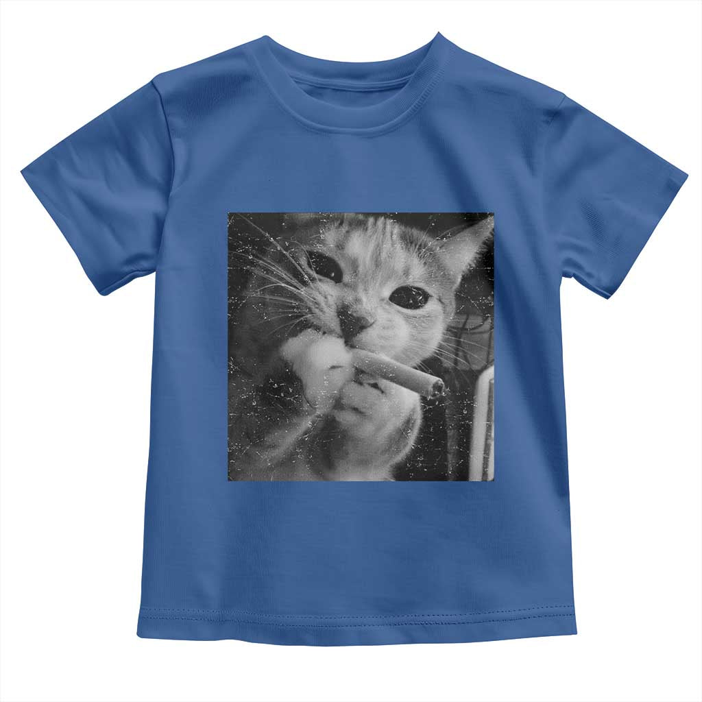 Smoking Cat Y2K Toddler T Shirt Vintage Grunge Cat Edgy Retro 90s Streetwear TS10 Royal Blue Print Your Wear