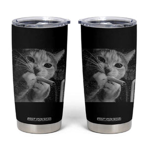 Smoking Cat Y2K Tumbler Cup Vintage Grunge Cat Edgy Retro 90s Streetwear TS10 Black Print Your Wear