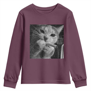 Smoking Cat Y2K Youth Sweatshirt Vintage Grunge Cat Edgy Retro 90s Streetwear TS10 Maroon Print Your Wear